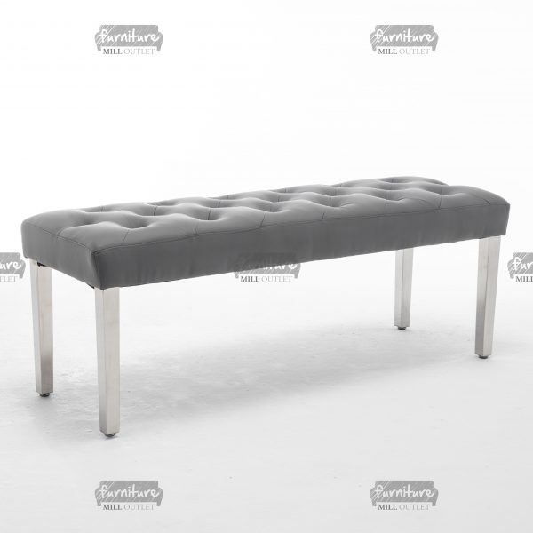Isabella PU Leather Grey Bench