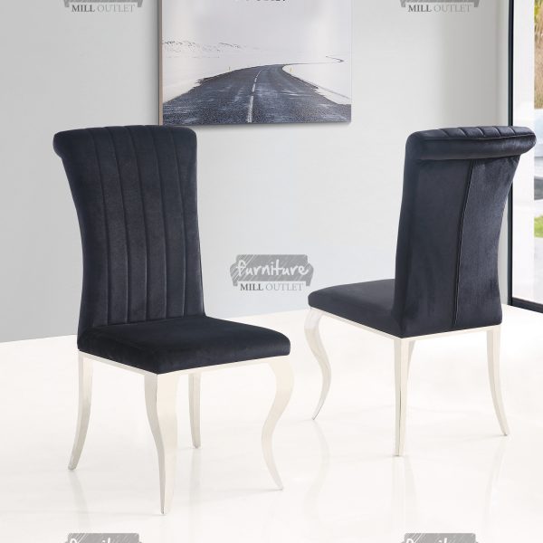 Liyana Louis Velvet Dining Chair with Steel Legs | Furniture Mill Outlet LTD