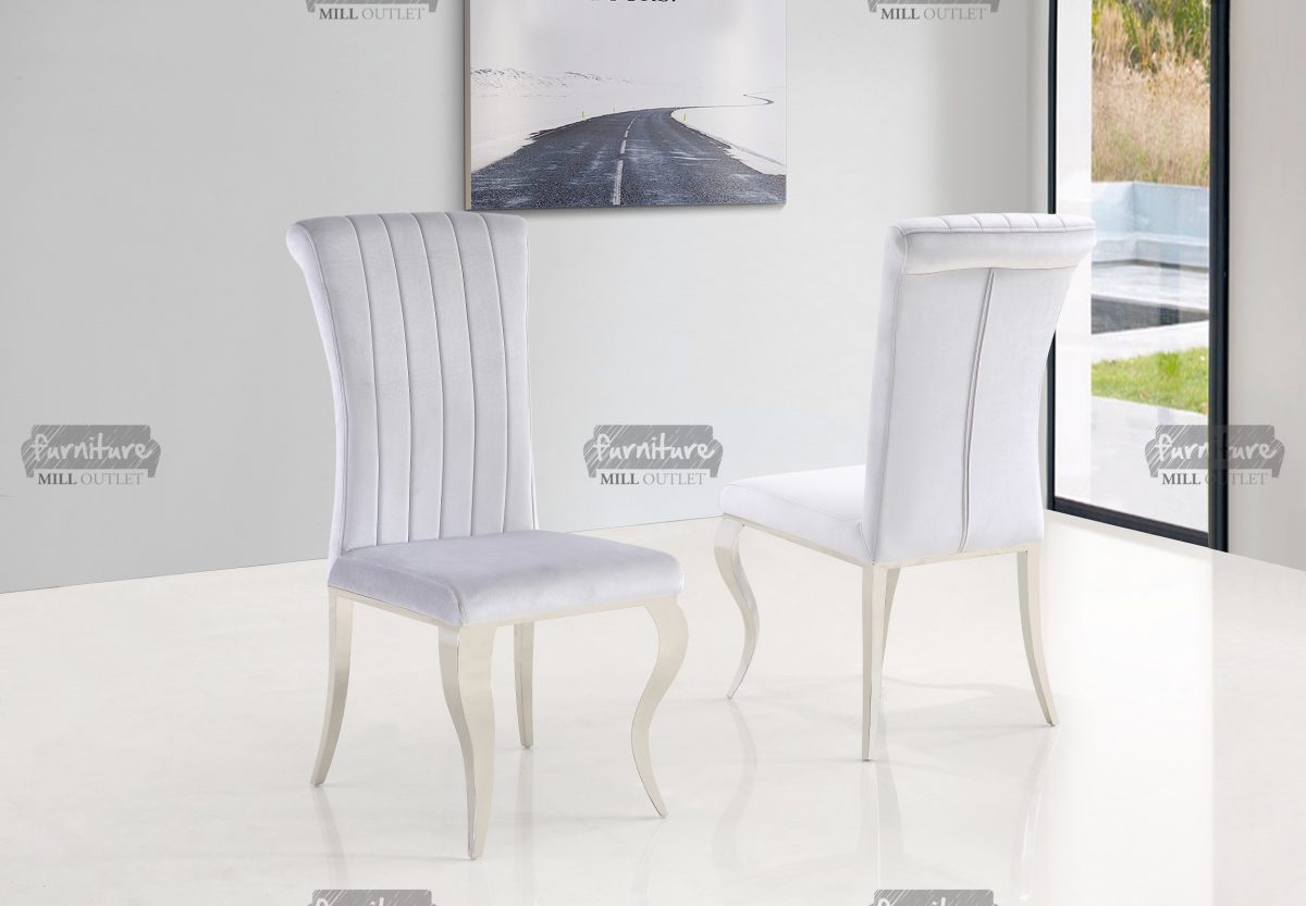 Liyana Grey Velvet Dining Chair with Steel Legs