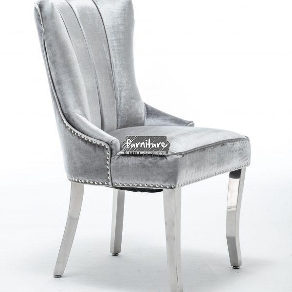 Buy Montpellier French Velvet Lion Knocker Dining Chair with Steel Legs