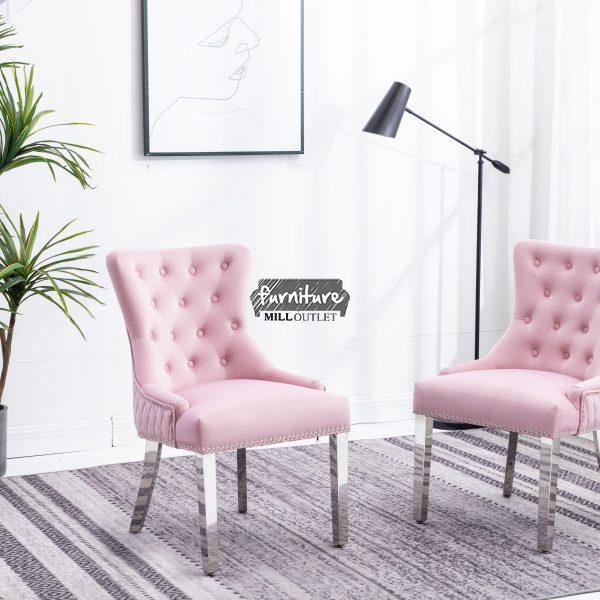 Buy Windsor Blue and Pink French Velvet Knocker Back Dining Chair