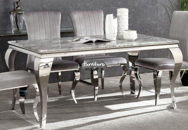 Buy Liyana Louis 160cm Stainless Steel Dining Table with Marble Top