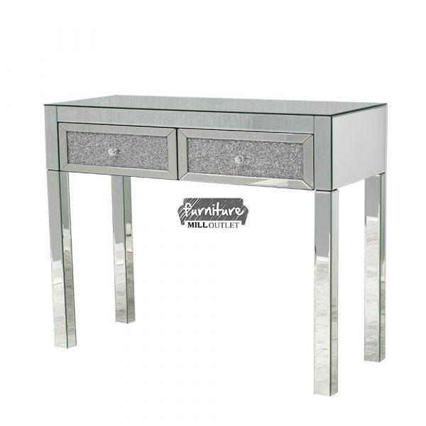 2 Drawer Crushed Glass Console Table