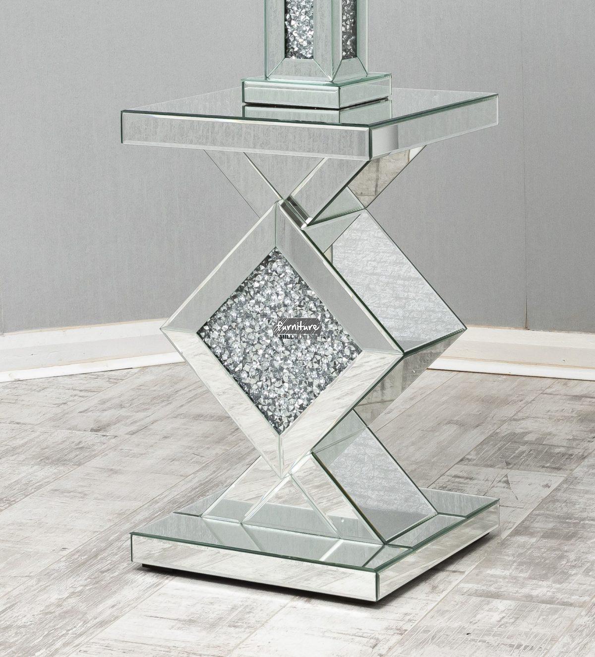 Diamond Crushed Glass Lamp Table
