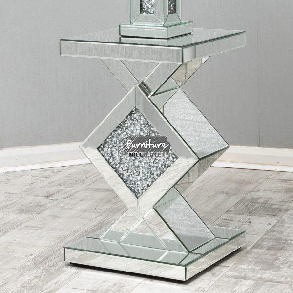Diamond Crushed Glass Lamp Table