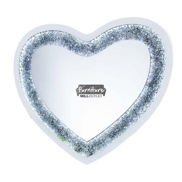 LED Crushed Glass Heart Shaped Wall Mirror
