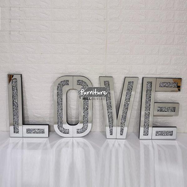 LOVE mirrored letters - crushed diamond
