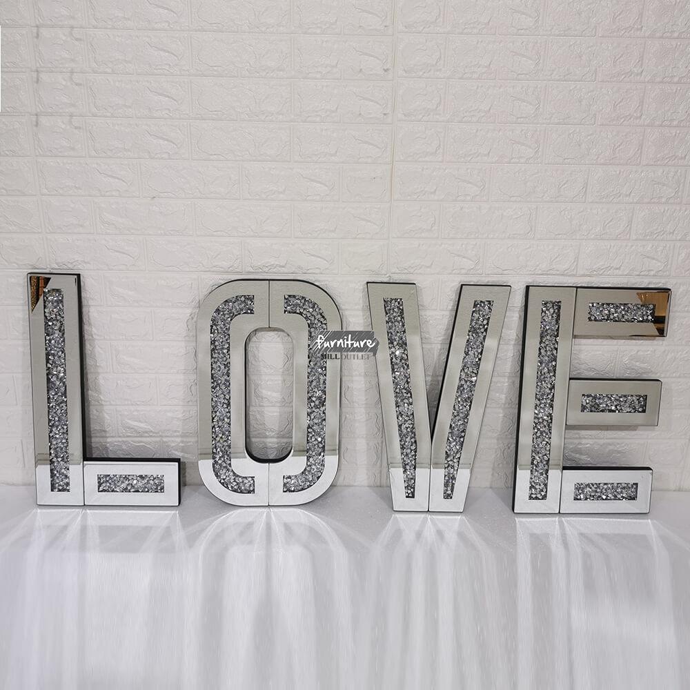 LOVE mirrored letters - crushed diamond