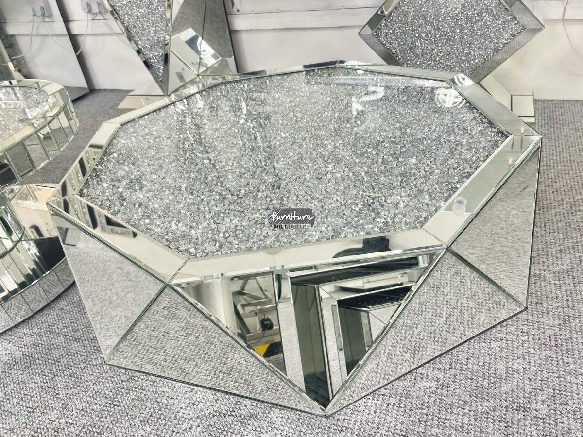 Octagon Crushed Glass Coffee Table