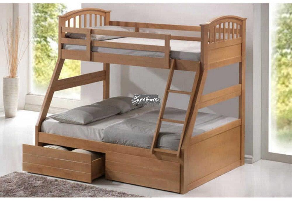 Oak Three Sleeper Bunk Bed Furniture, Three Sleeper Bunk Bed With Storage