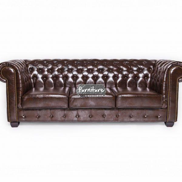 CHESTERFIELD ANTIQUE LEATHER 3 SEATER SOFA