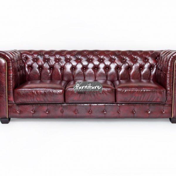 CHESTERFIELD ANTIQUE OXBLOOD LEATHER 3 SEATER SOFA