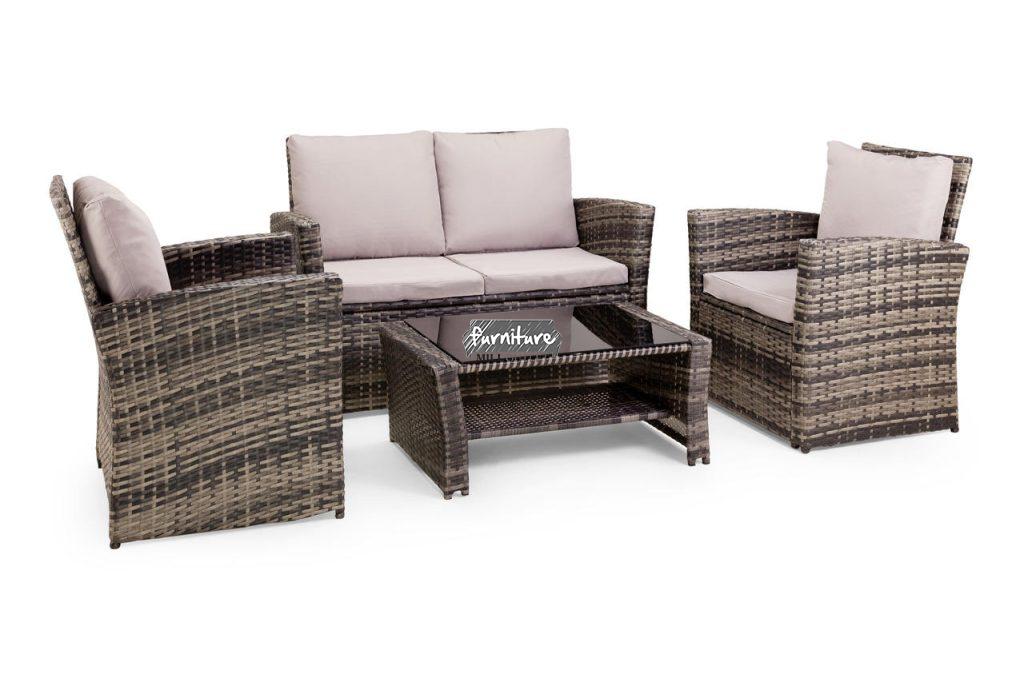 Grey Rattan Garden Sofa Set
